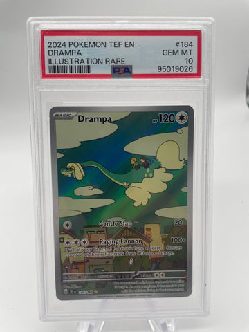 2024 POKEMON TEF en DRAMPA Illustration Rare 184/162 PSA 10