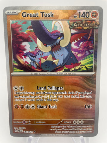 Great Tusk 055/131 PREen Reverse Holo Pokeball