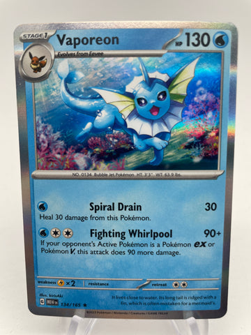 Vaporeon Holo MEWen 134/165 Rare