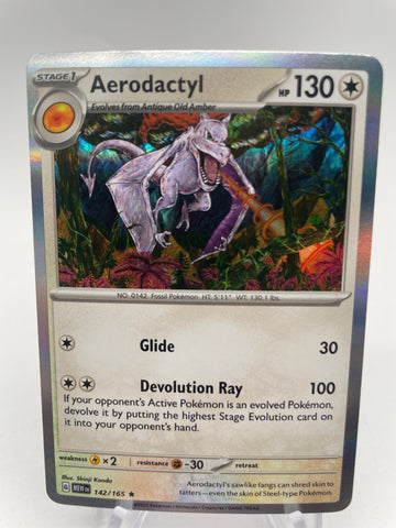 165 142 pokemon card Aerodactyl Holo MEWen 142/165 Rare – PokeChalet