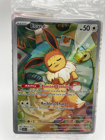 Eevee SVPen 173 Black Star Promo with Pokemon Center Stamp (pc.com) sealed (with non stamp version too!)