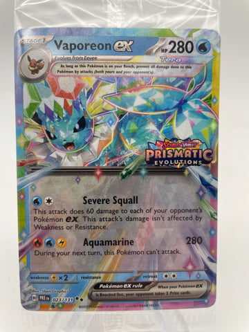 Vaporeon ex 023/131  PREen Double Rare with Prismatic Evolution Stamp