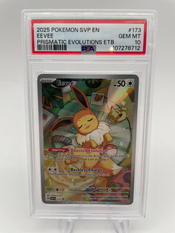 PSA10 2025 Eevee SVPen 173 Illustration Rare Black Star PRomo ETB Prismatic Evolutions