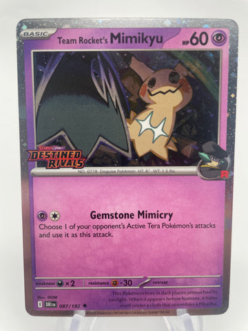Team Rocket's Mimikyu DRIen 087/182 Holo Destined Rivals Stamp Cosmos