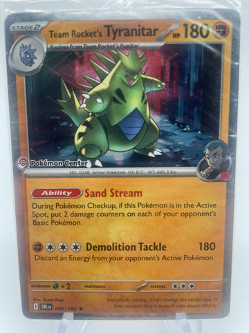 Team Rocket's Tyranitar DRIen 096/182 Holo Pokemon Center Stamp