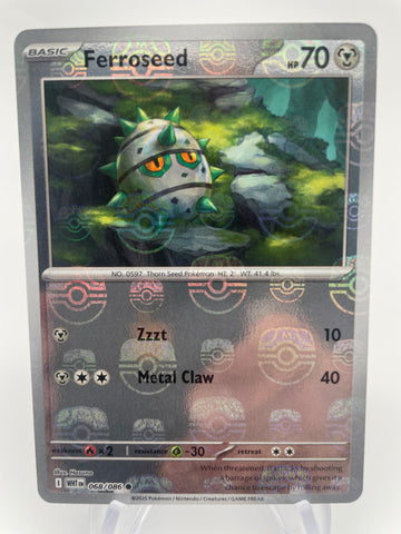 Ferroseed WHTen 068/086 Reverse Holo RH Masterball