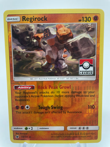 Regirock 53/111 pokemon league stamp LP