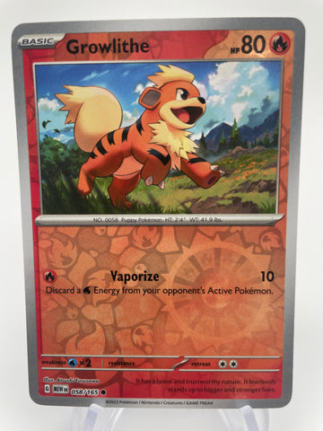 Growlithe MEWen 058/165 RH Reverse Holo