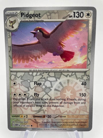 Pidgeot MEWen 018/165 RH Reverse Holo