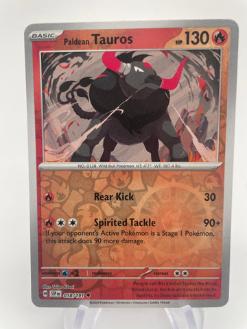 Paldean Tauros SSPen 018/191 Reverse Holo RH