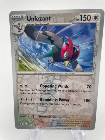 Unfezant TEFen 135/162 Reverse Holo RH