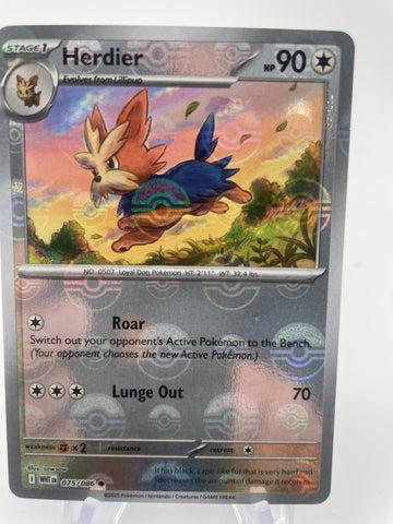 Herdier WHTen 075/086 Reverse Holo RH Pokeball